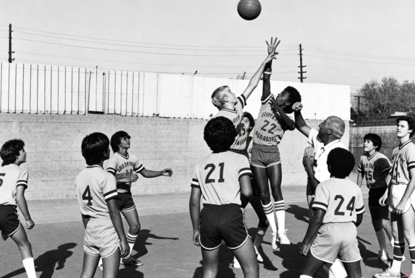 A jump ball during a South Hills Academy basketball game