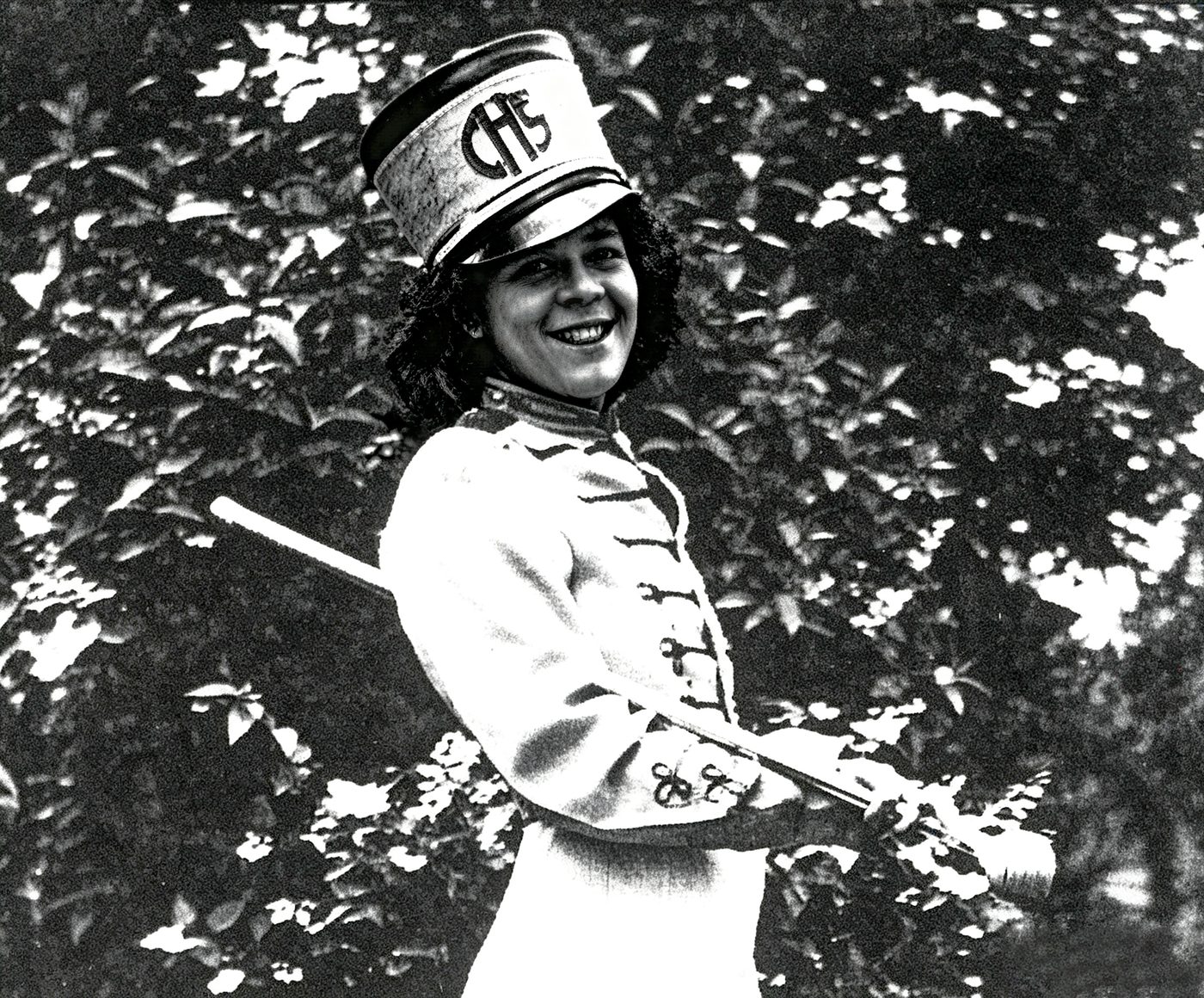 A student in marching band uniform